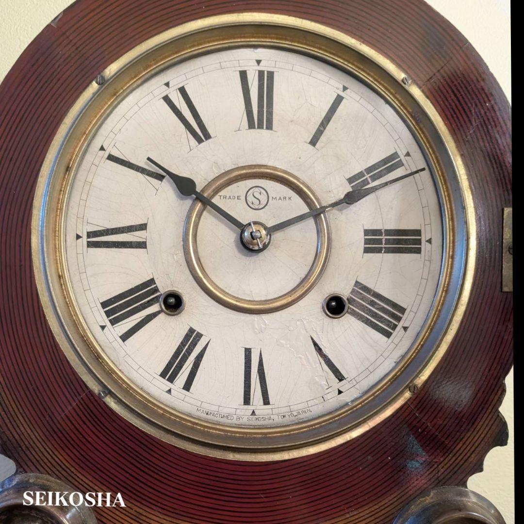 アンティーク掛時計　古時計　四つ丸掛時計　ダルマ掛時計　精工舎