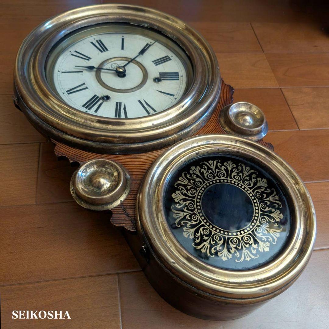 アンティーク掛時計　古時計　四つ丸掛時計　ダルマ掛時計　精工舎