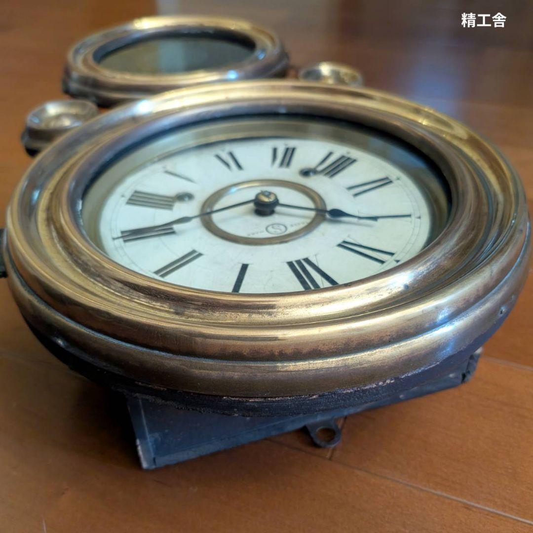 アンティーク掛時計　古時計　四つ丸掛時計　ダルマ掛時計　精工舎