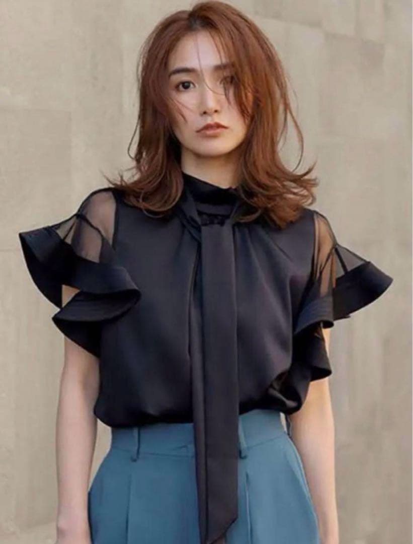 FRAY I.D ラッフルスリーブボウタイブラウス