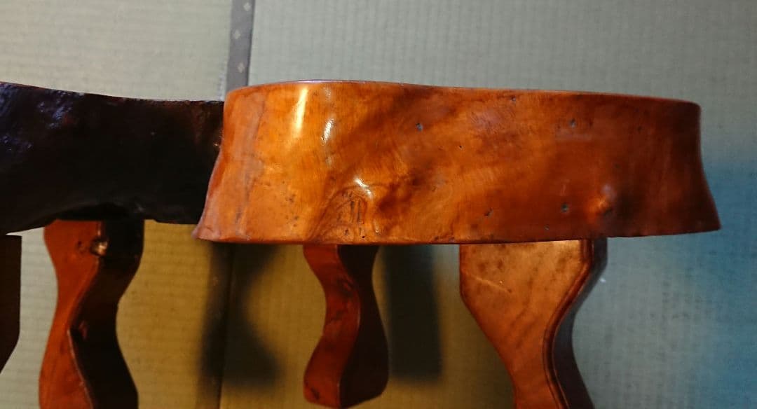 1点物 光沢と木目が美しい ケヤキ座卓 欅 ちゃぶ台 床の間 盆栽飾り台 和室@