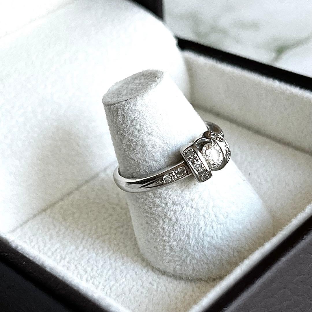 プラチナ ダイヤモンドリング Pt900 0.24ct/0.10ct 11号