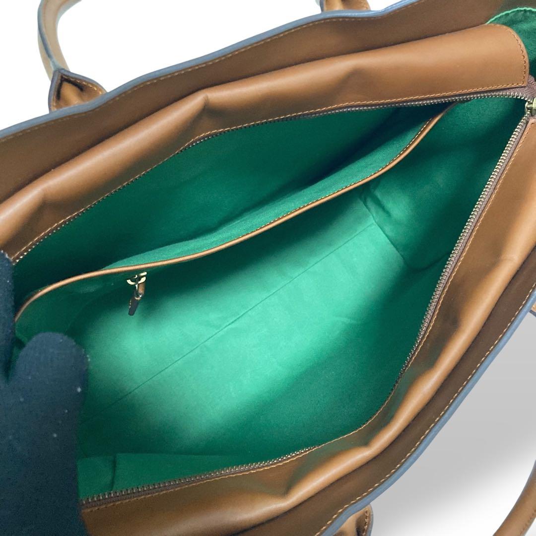 【美品】ボルドリーニセレリア　トートバッグ　オールレザー　キャメル　ロゴ型押し