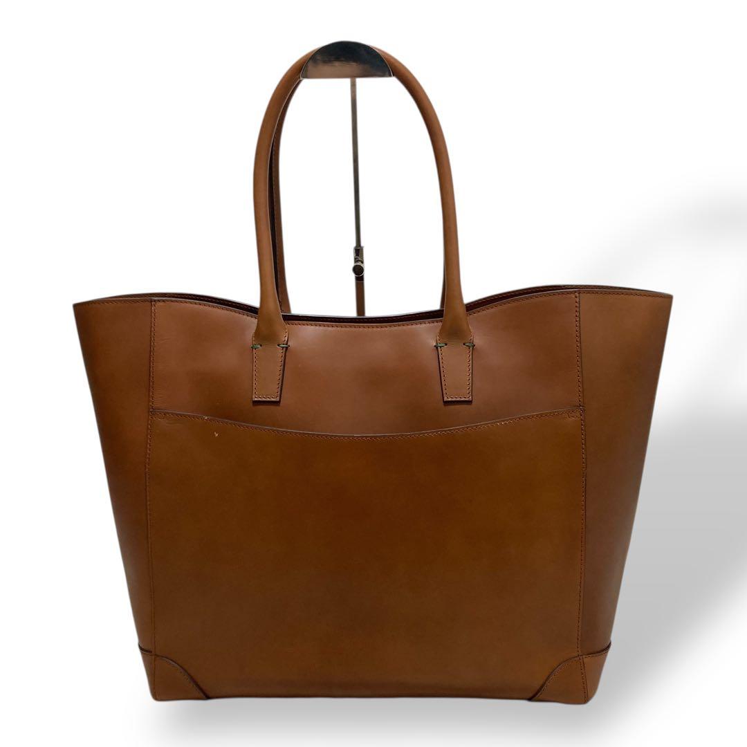 【美品】ボルドリーニセレリア　トートバッグ　オールレザー　キャメル　ロゴ型押し