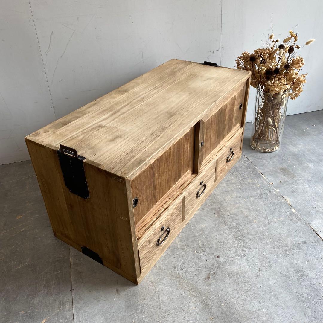 ヴィンテージ 箪笥 チェスト テレビ台 桐 杉 無塗装 昭和レトロ z434