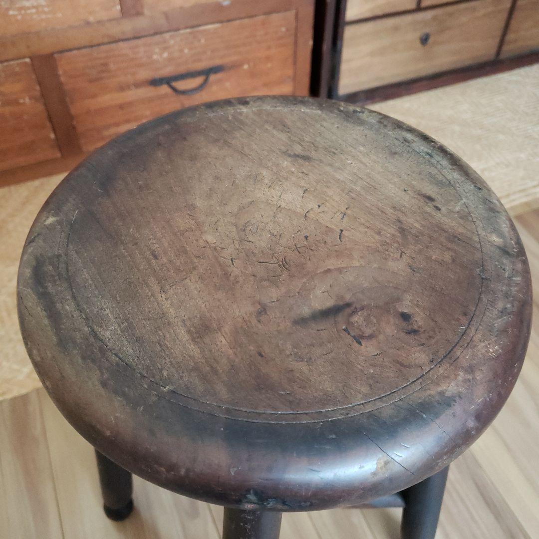 スツール 古い木製の椅子 古家具 レトロ アンティーク 木製 丸椅子 古椅子