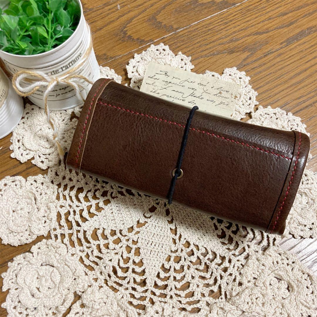 ご確認用　牛革 ダークチョコ ペンケース　オイルレザー