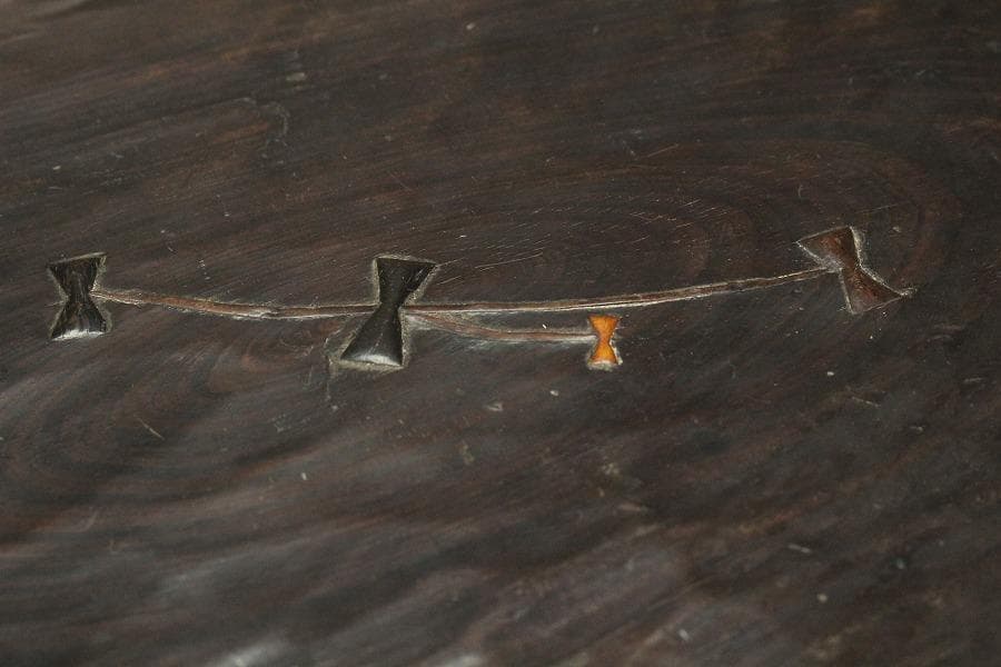 老松 古材 刳り貫き 楕円形 盆 煎茶 詫び寂(K-RC950)