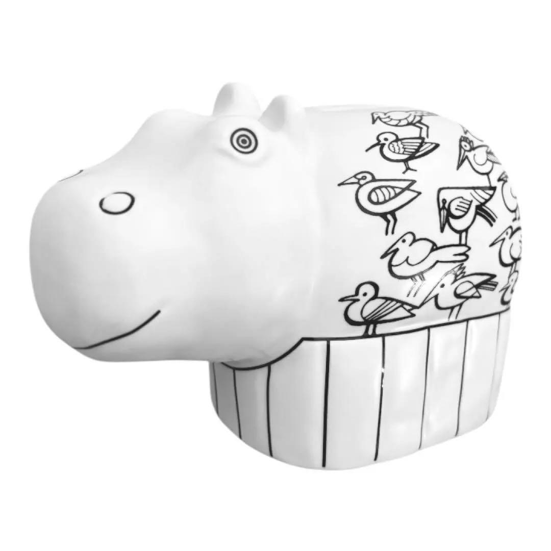 リサラーソン バスタブのカバ貯金箱 波佐見焼 白 置物/磁器