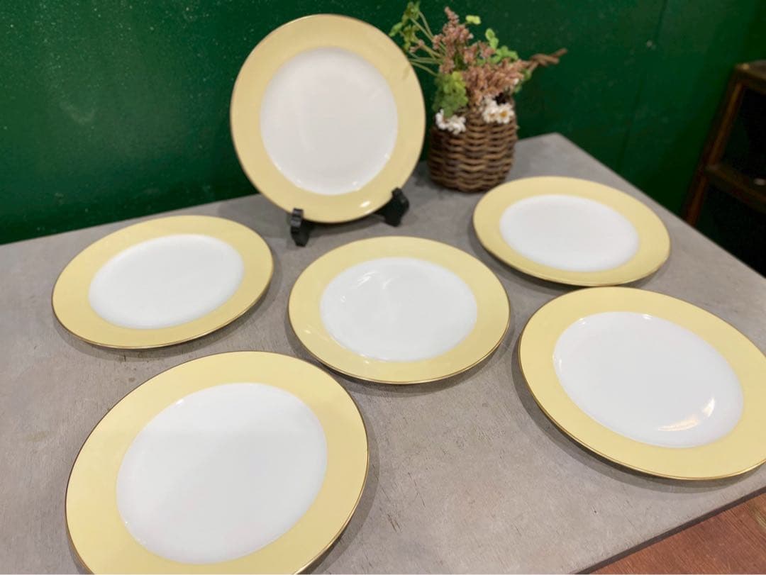 大倉陶園 イエロー デザート皿 19.5cm 食器 セット インテリア
