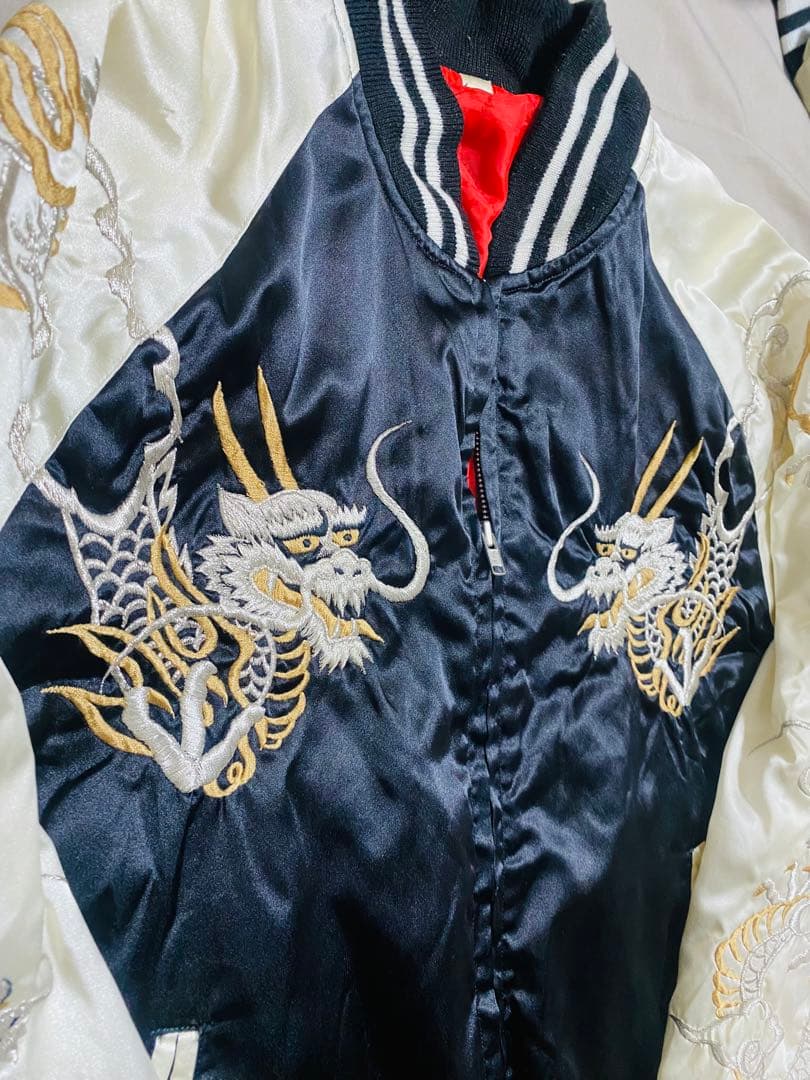 日本製 90s vintage 龍 手作り 限定 スカジャン サテン Japan