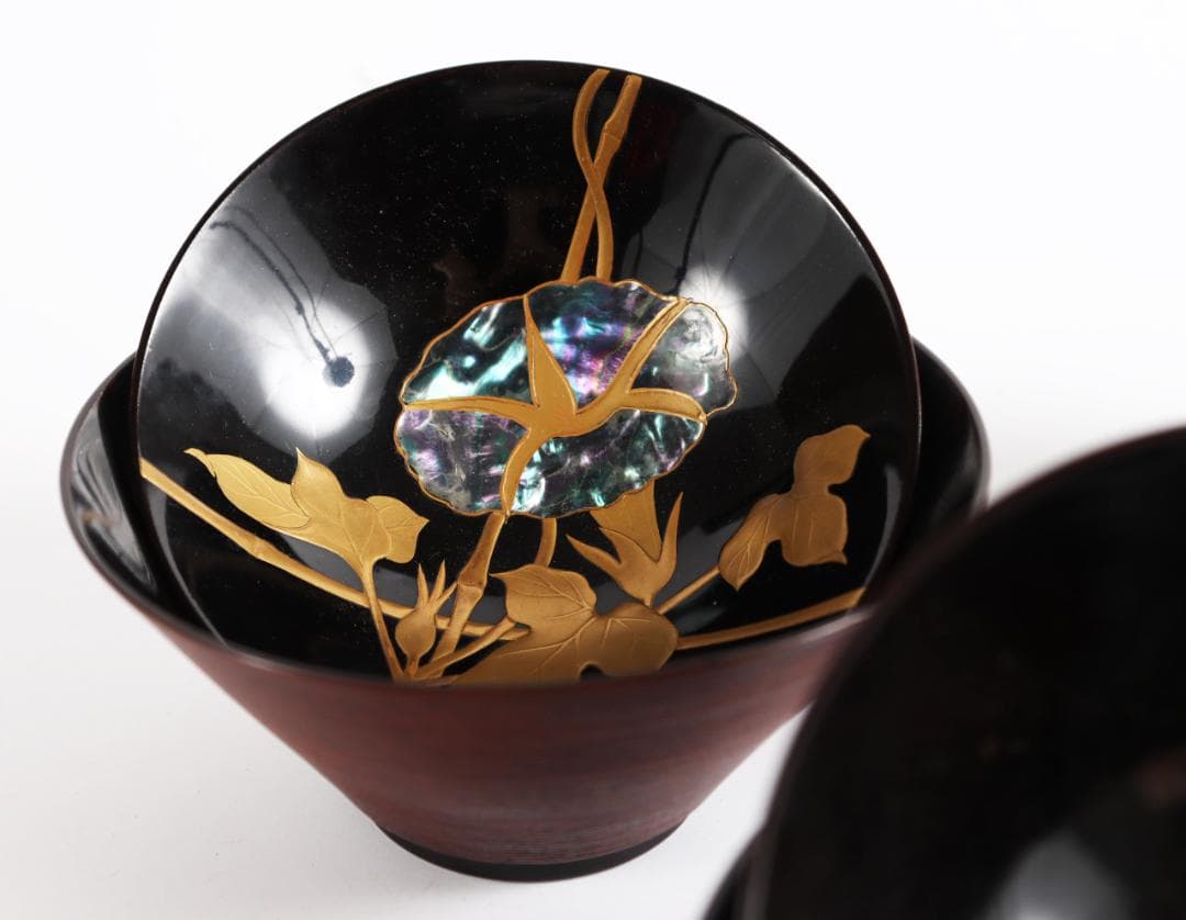 糸目 内梨地 螺鈿 花 図替 吸物椀 四客 蒔絵椀 懐石道具①