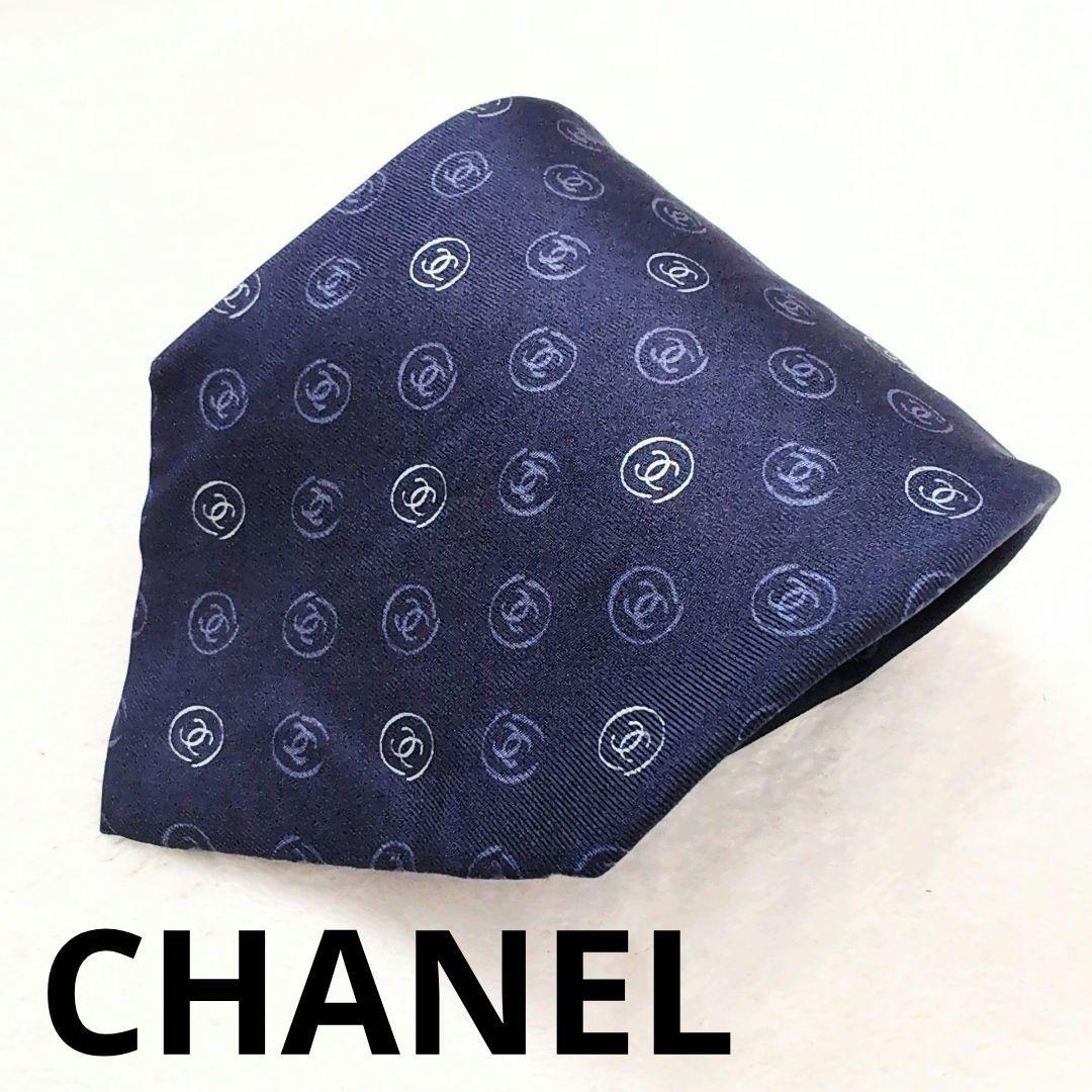 CHANEL シャネル ネクタイ ココマーク シルク ネイビー