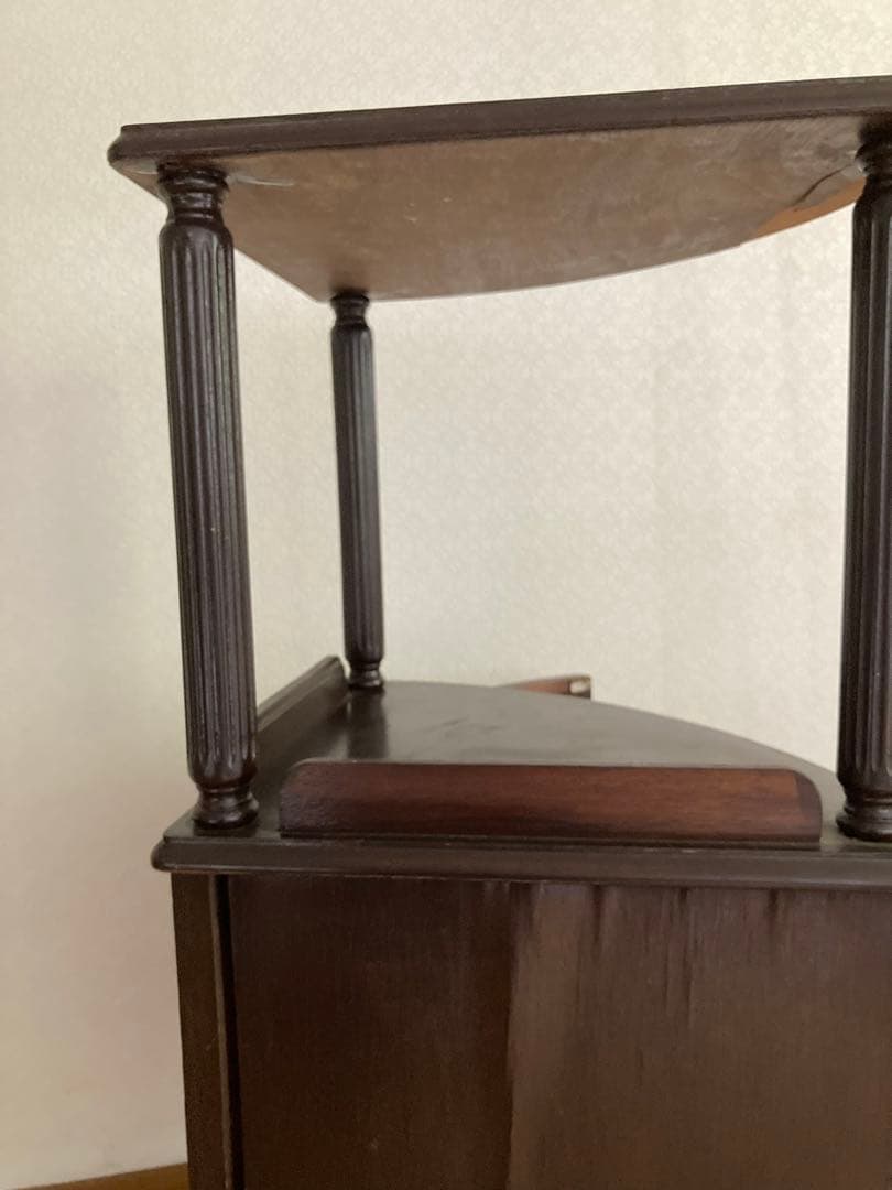 コーナーラック 木製 2段 アンティーク レトロ ブラウン シェルフ