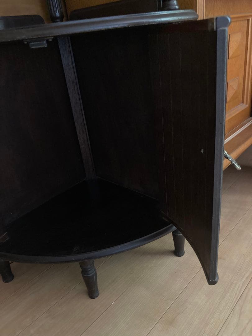 コーナーラック 木製 2段 アンティーク レトロ ブラウン シェルフ