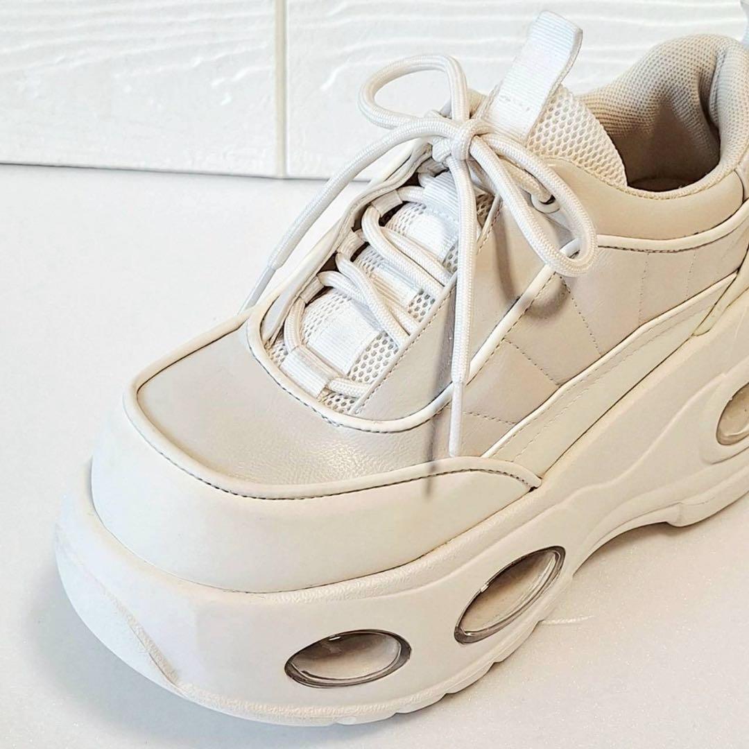 B2057【美品】SLYエアプラットフォームスニーカー 厚底 レザー M 白