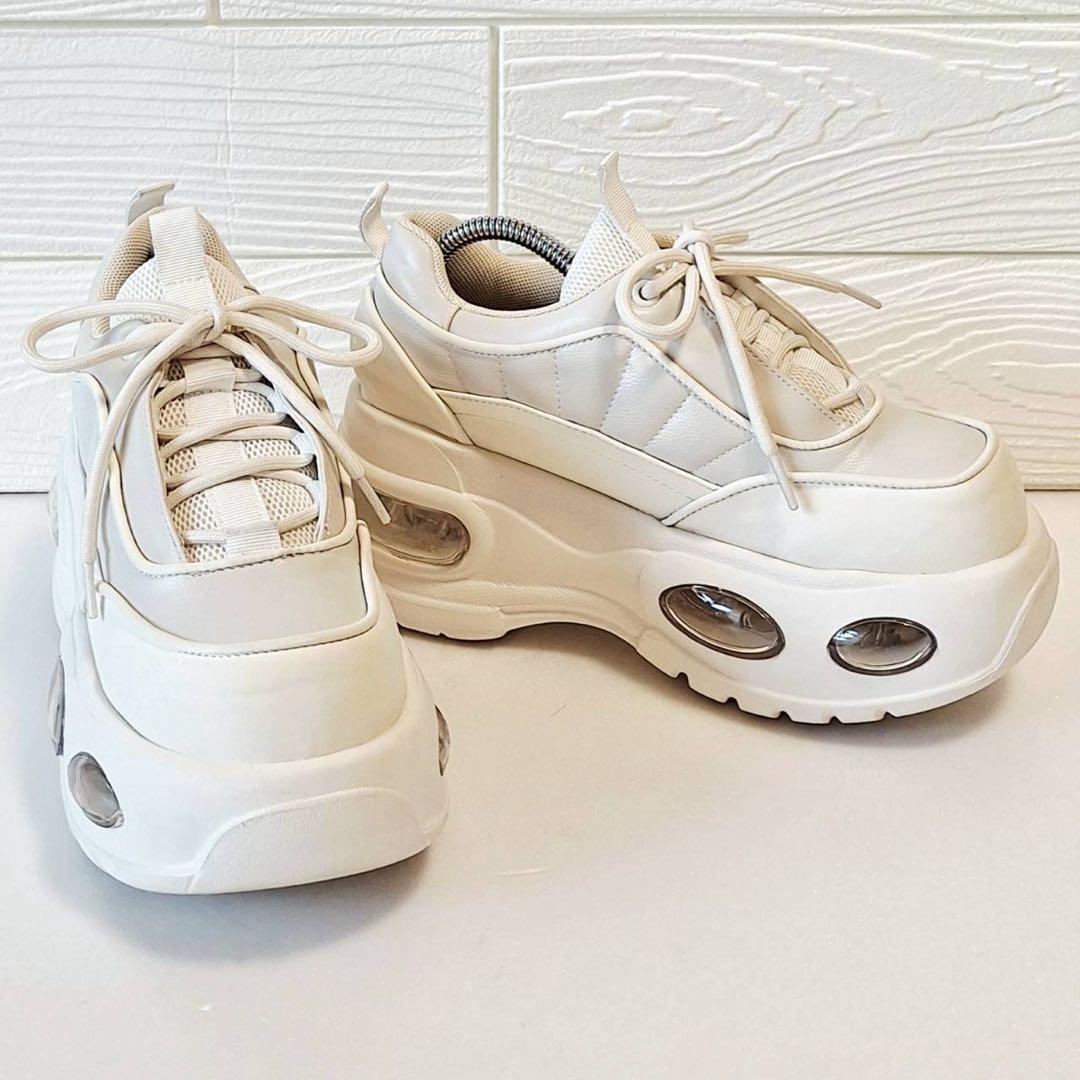 B2057【美品】SLYエアプラットフォームスニーカー 厚底 レザー M 白