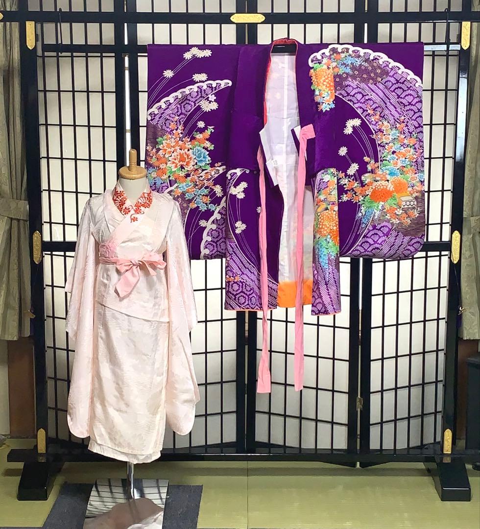 【美品】七五三フルセット　7歳　晴れ着　キッズ　子供　着物　身丈92cm 紫系