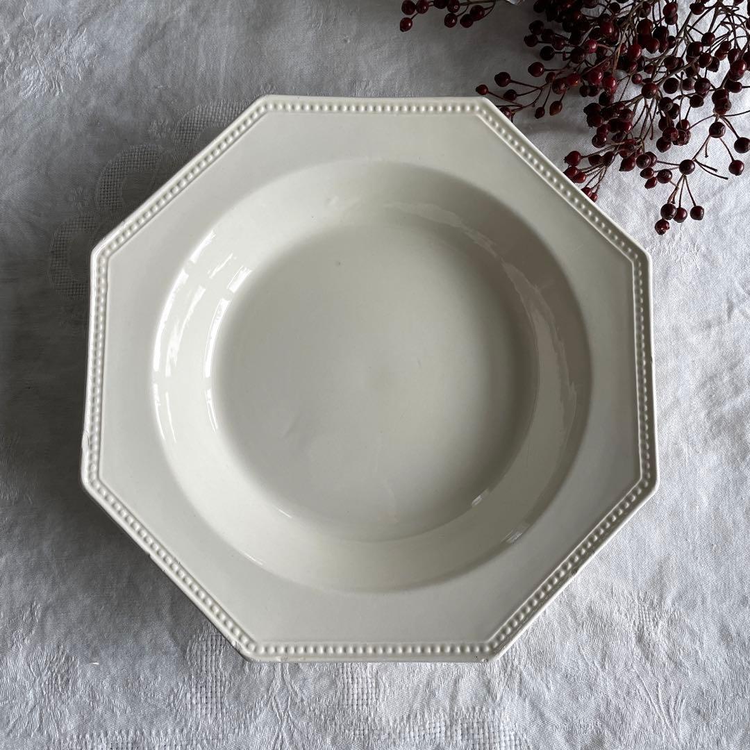 フランス アンティーク クレイユモントロー オクトゴナル深皿A