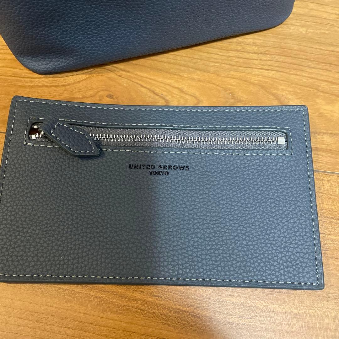 ユナイテッドアローズ UA M/F TOTE XS ブルー シボ 合皮 トート