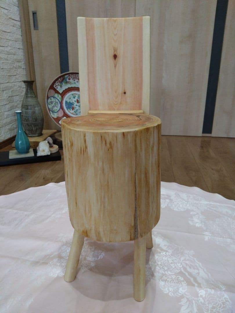 ピッツ❕木製 丸太風 椅子、インテリア台（88） 2脚セット