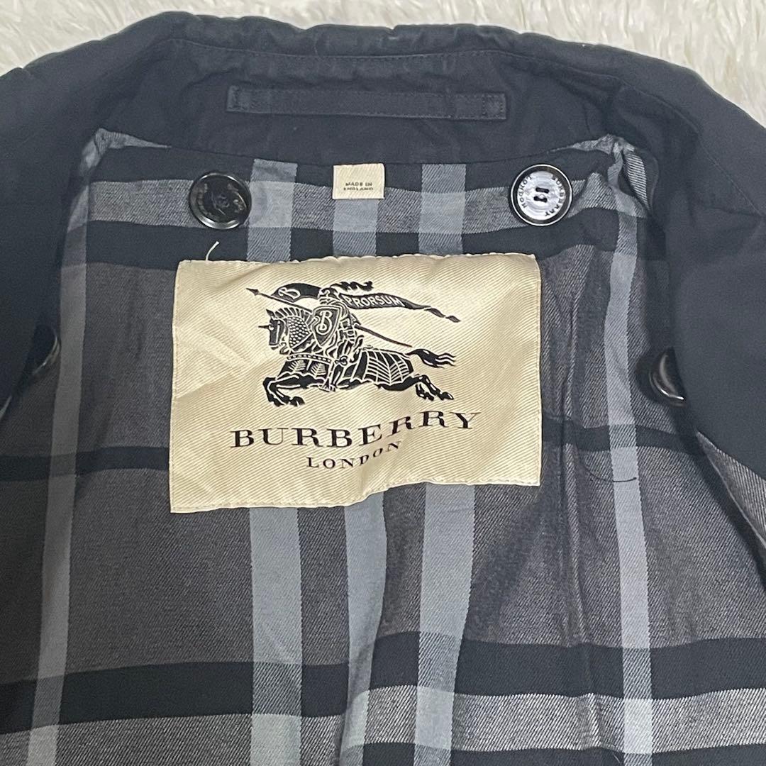 【希少】バーバリーロンドン ステンカラーコート ノバチェック ブラック S
