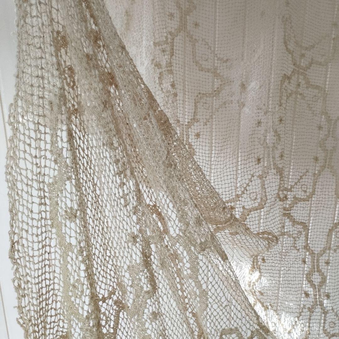 Vintage生成り　ハンドワークコットンフィレレース　フリークロス