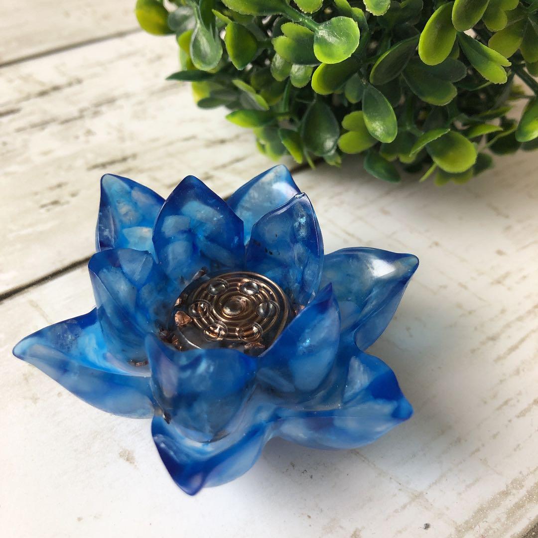 【青】ブルーロータス　オルゴナイト【蓮子】