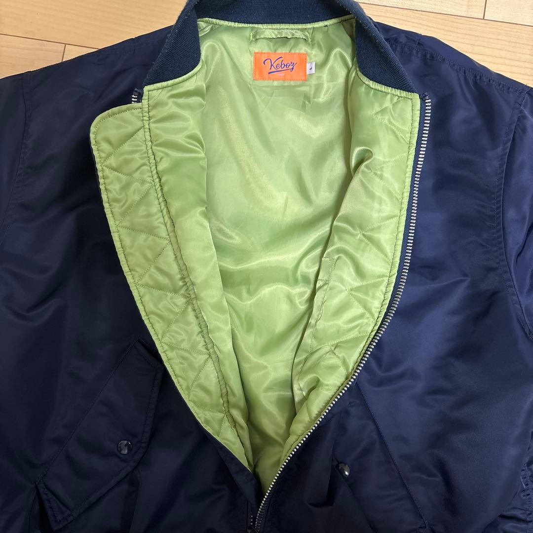 【希少】keboz ケボズ　MA-1 フライトジャケット ロゴ入り　ネイビー　L