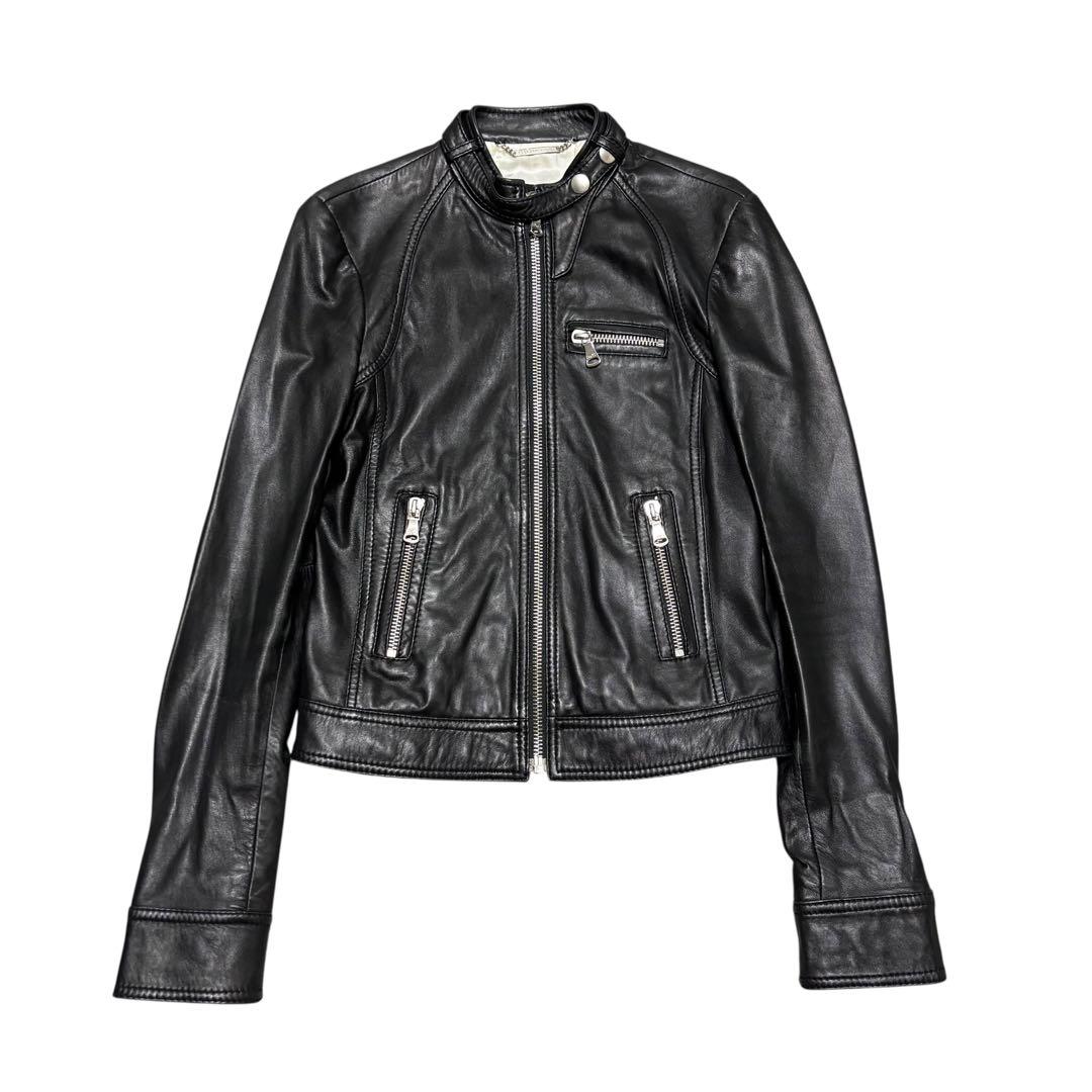 D&G ドルガバ ライダース ラムレザージャケット シングル ブラック 美品