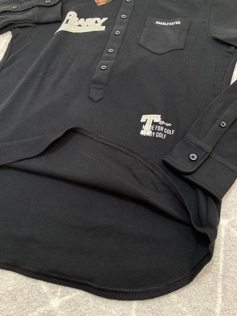 新品 パーリーゲイツ ストレッチカノコスムースピーチ 長袖ポロシャツ(6)LL紺