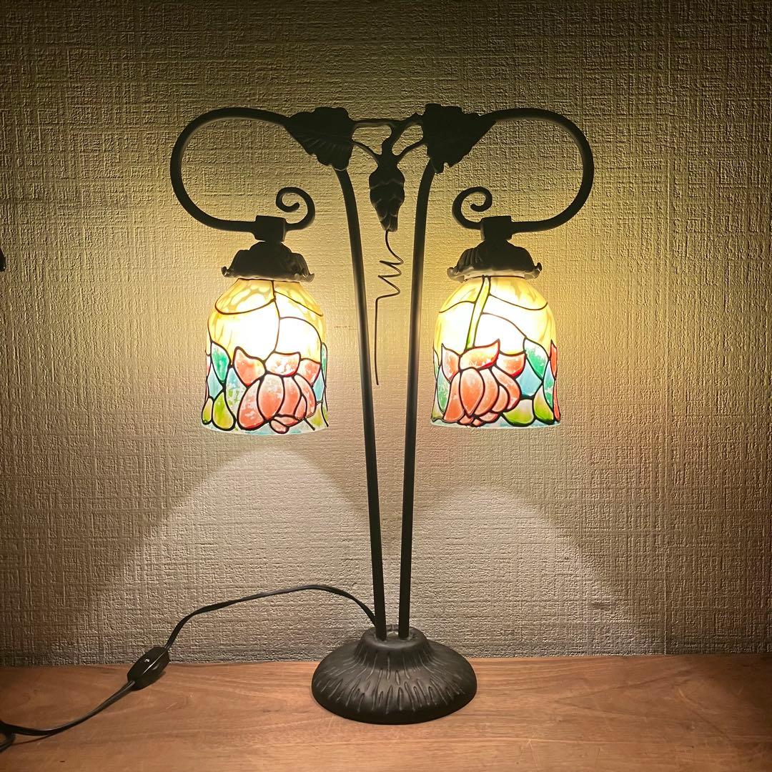 アンティーク マツヤマ工芸 2灯 ライト ブドウ アイアン ランプ