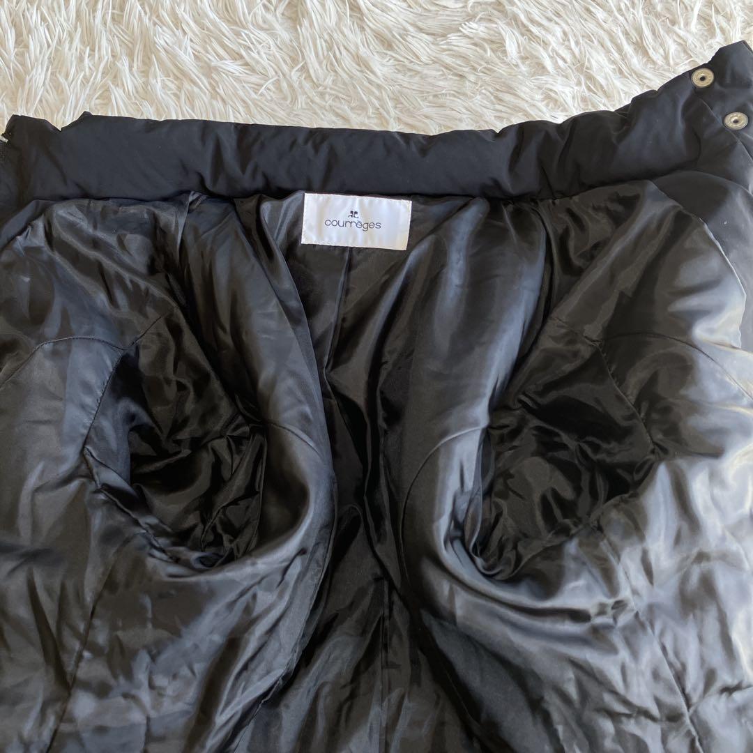 美品 クレージュ ダウンコート ダウンジャケット ロゴプレート ブラック 38