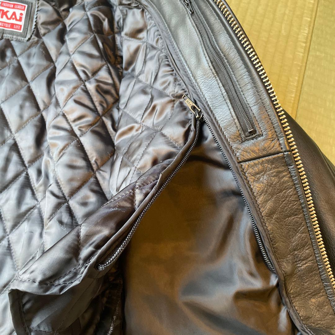 ブラックシングルライダースジャケット NANKAI製 バイク