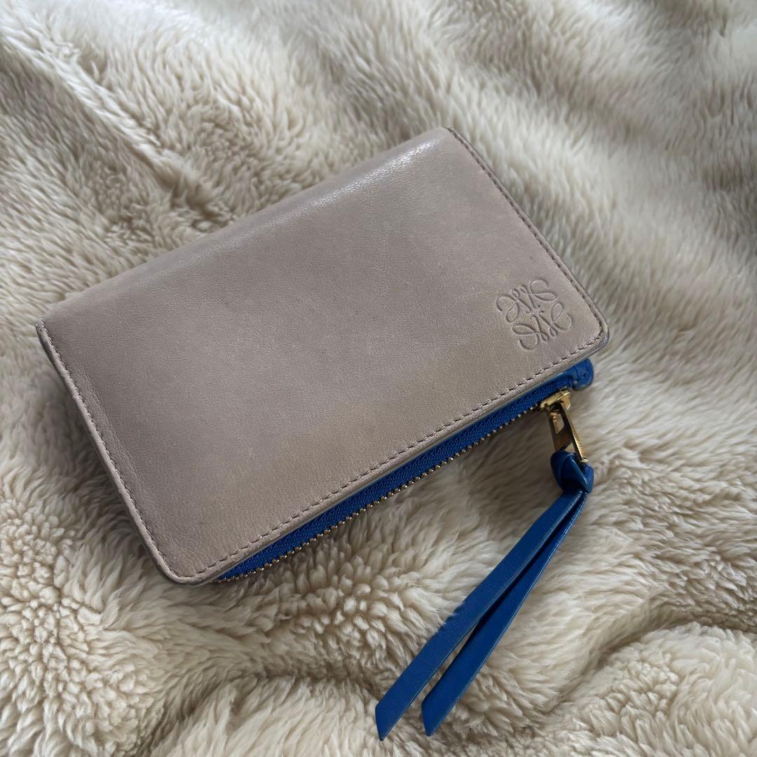 LOEWE 二つ折り財布 グレー/ブルー