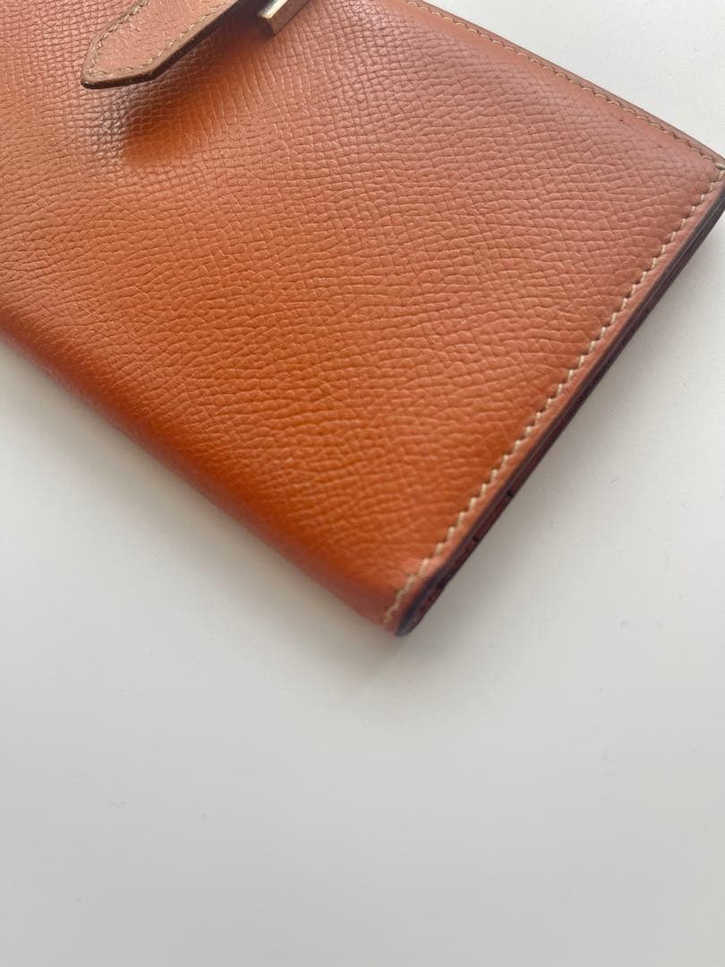 HERMES エルメス べアンスフレ オレンジブラウン □I刻 長財布