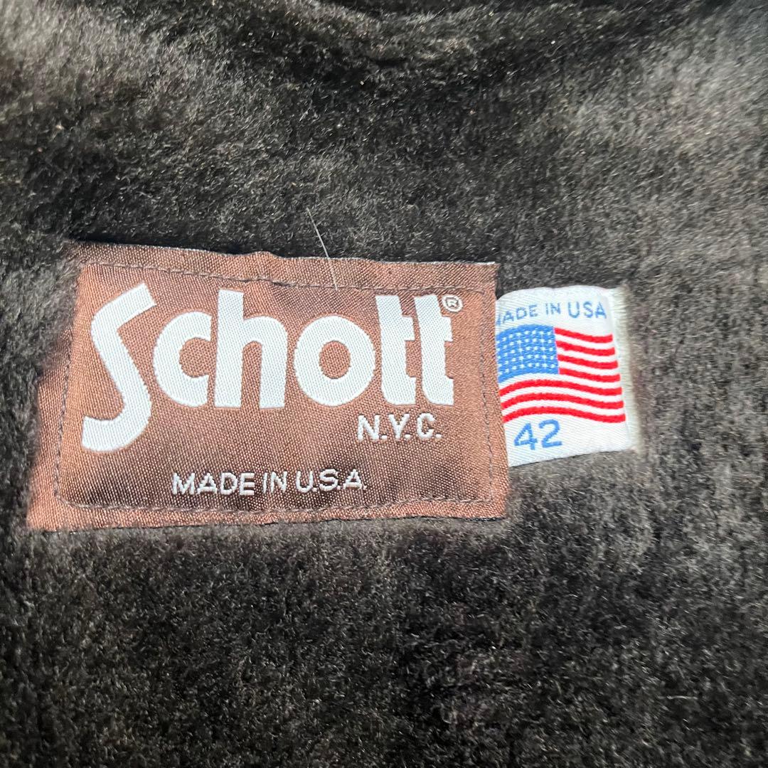の*り様 奇跡の42size✨【米国製】schott 641 ブラウン ボア使用