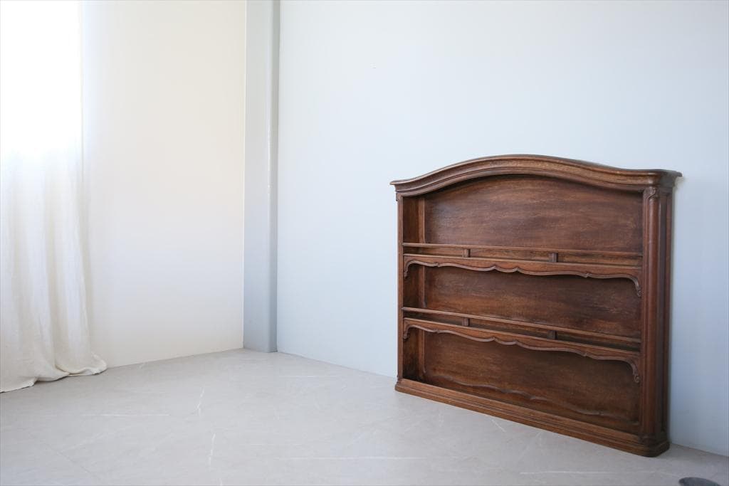 フランスアンティーク木製ブックシェルフ/本棚/飾り棚/食器棚/花台(90-142