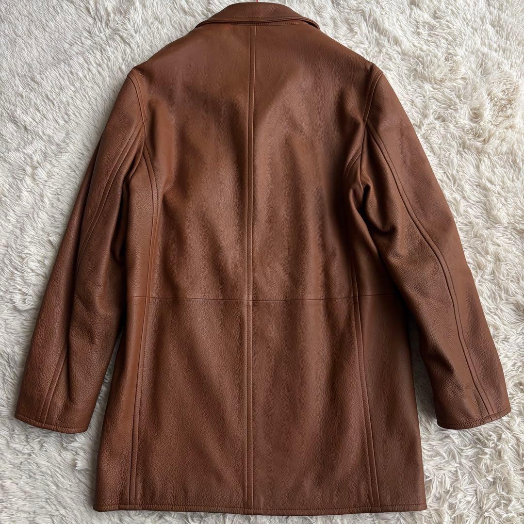 ディアスキン レザー ステンカラーコート イタリア製 ブラウン 鹿革