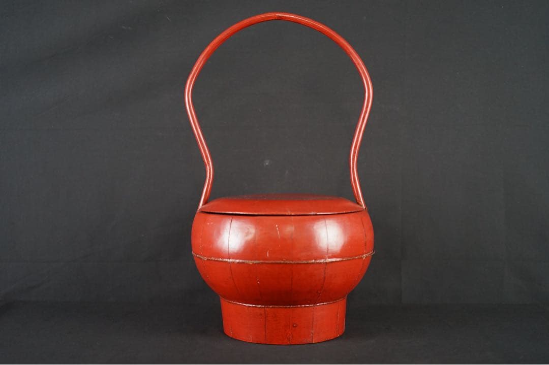 李朝 蓋物 朱漆塗 手桶 骨董 朝鮮古美術 時代物