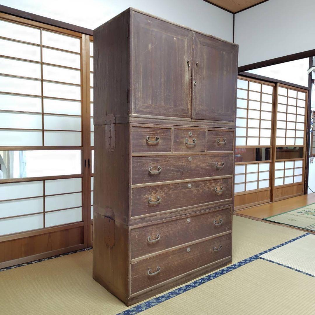 レア アンティーク ３段階 高級桐箪笥 昭和 タンス チェスト きり 家具