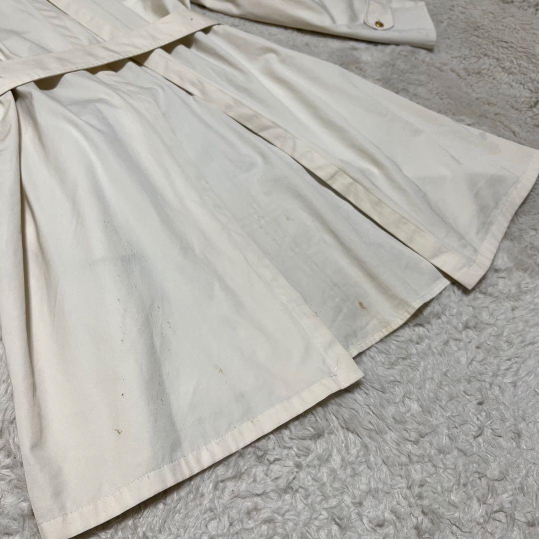 バーバリー　金ボタン　ノバチェック　ベルト　白系　ステンカラー　ロングコート