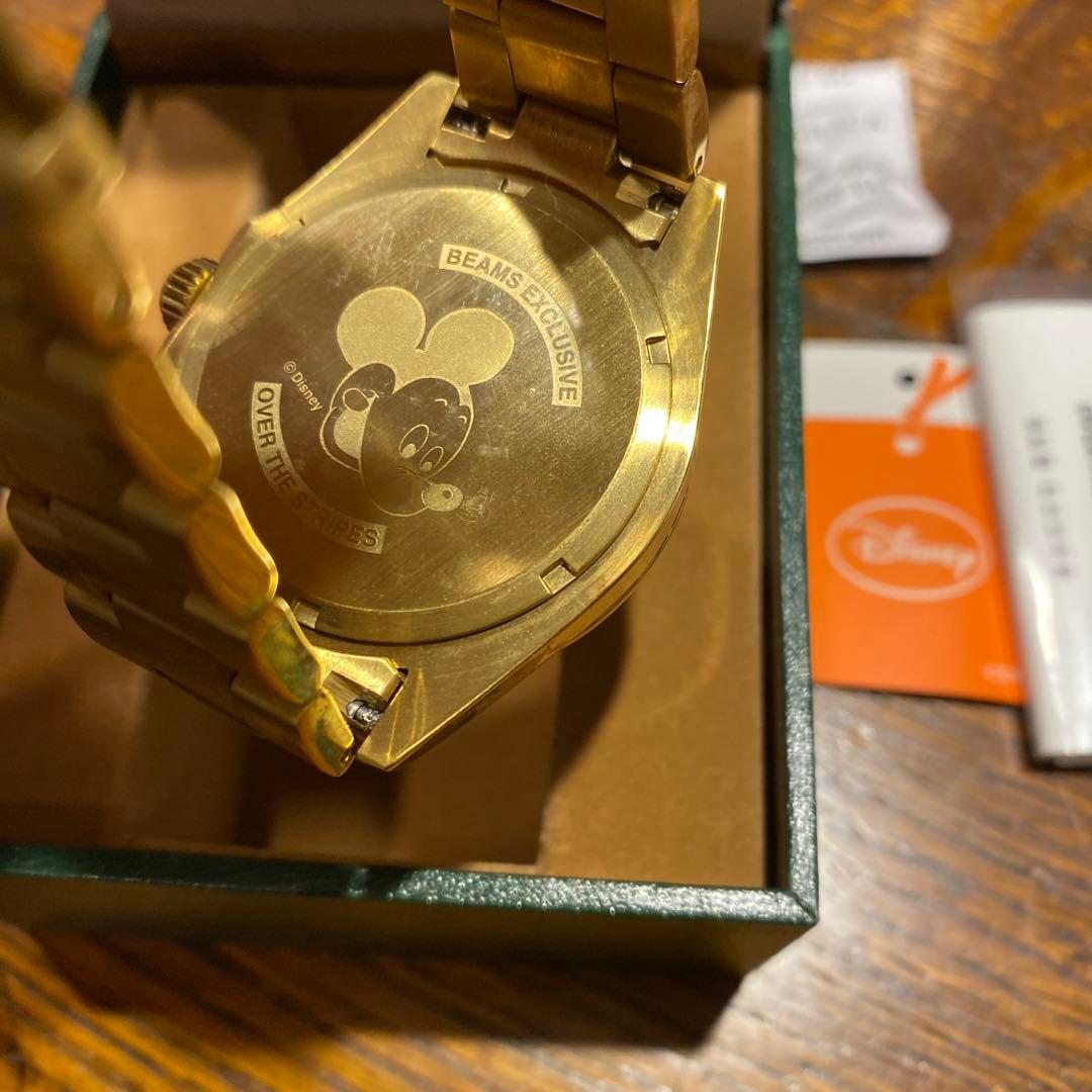 BEAMS × OVER THE STRIPES ミッキー 腕時計 ゴールド