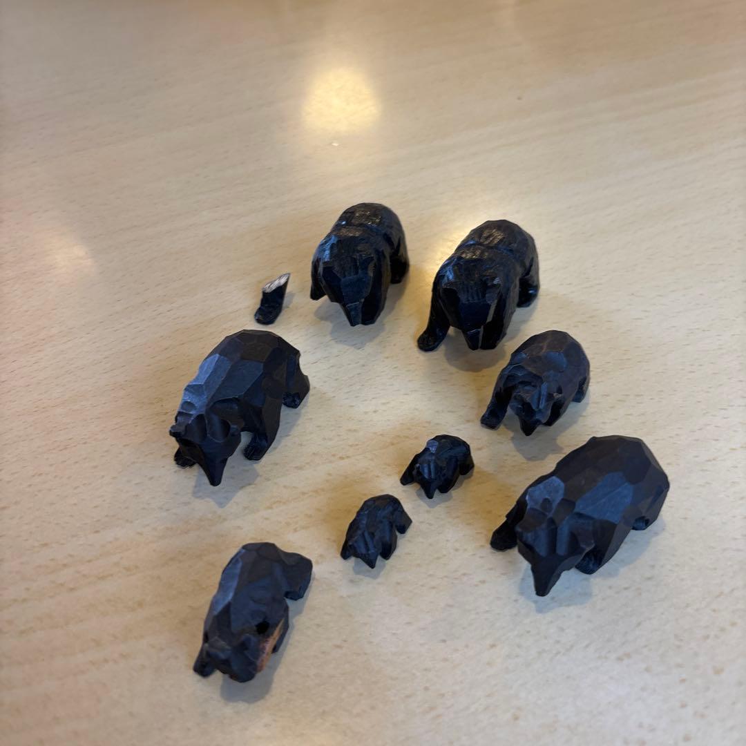 熊の彫刻　木彫りサイズ、種類色々総勢8体セット