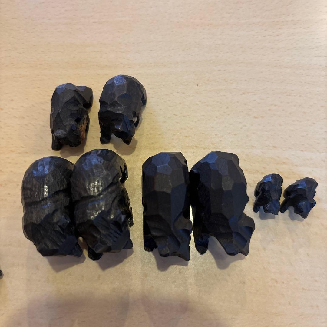 熊の彫刻　木彫りサイズ、種類色々総勢8体セット