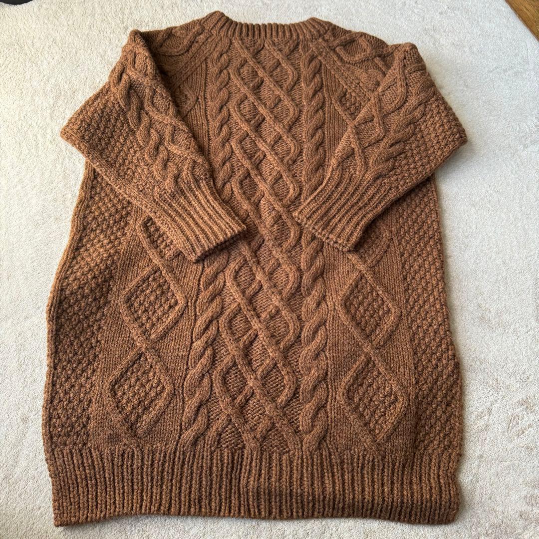 45r 45rpm 手編み ざっくりケーブルハンドニットビッグセーター サイズ0