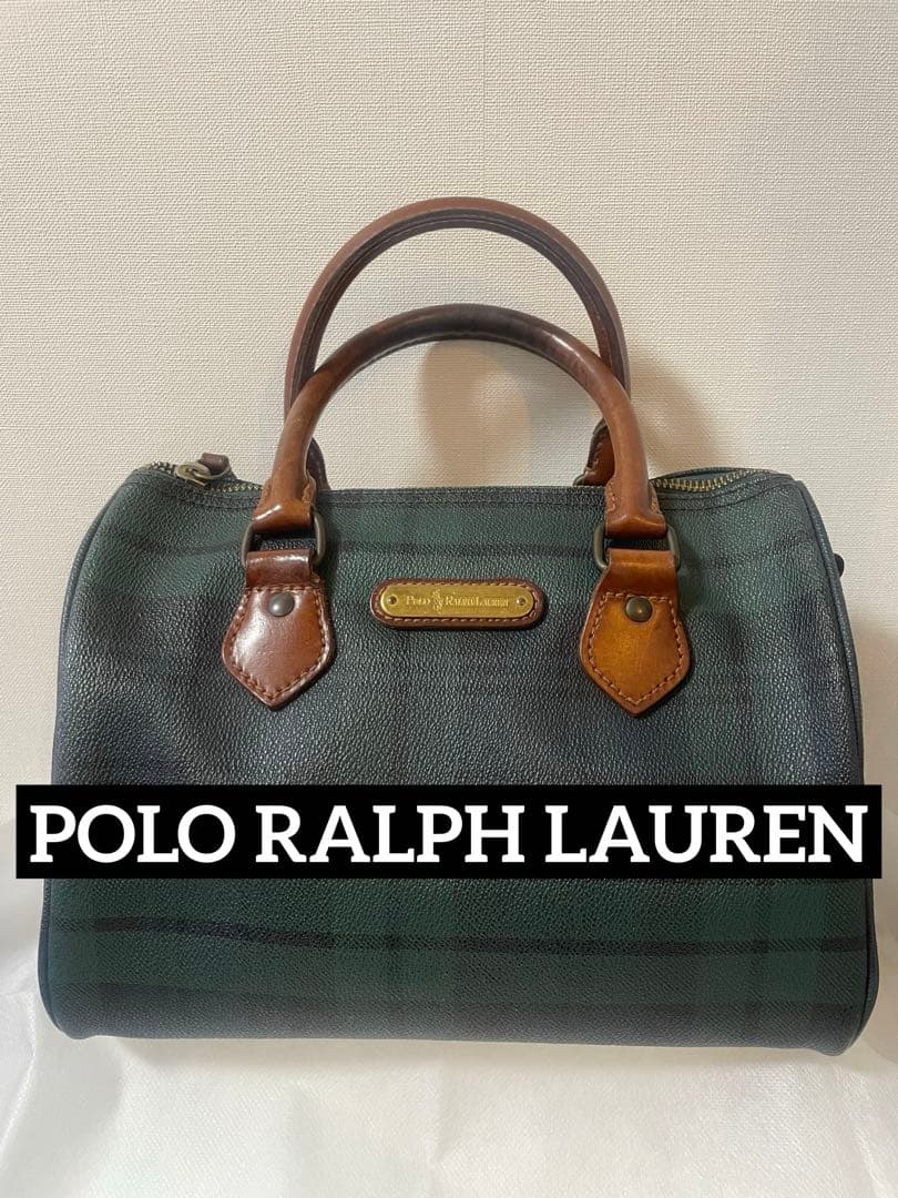 [90s]POLO RALPH LAURENチェック柄レザーミニボストンバッグ
