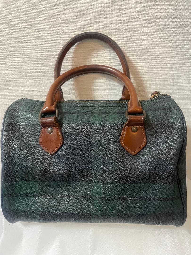 [90s]POLO RALPH LAURENチェック柄レザーミニボストンバッグ