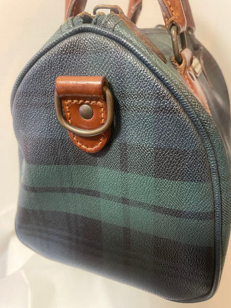 [90s]POLO RALPH LAURENチェック柄レザーミニボストンバッグ
