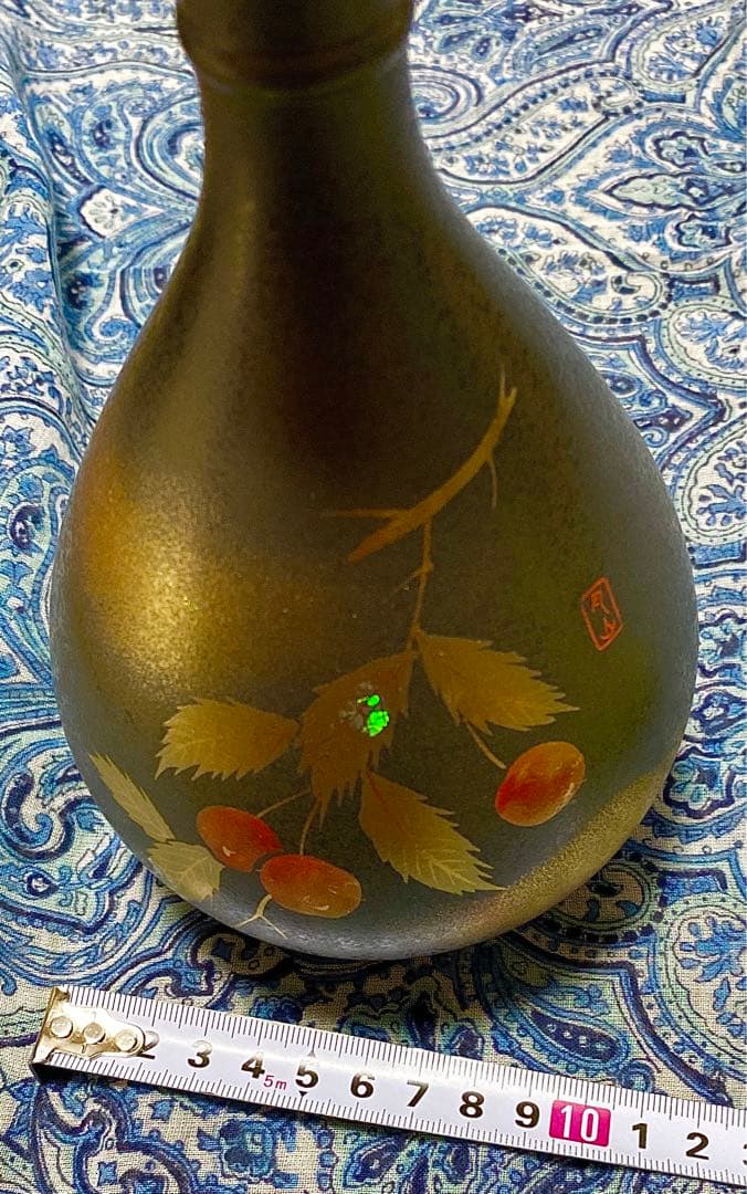 金運爆上げ　風水最高！門外不出品　1点物　縦15cm特殊朱銅製壺花瓶　月山釜